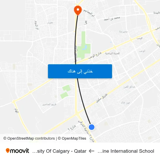 Philippine International School to University Of Calgary - Qatar map