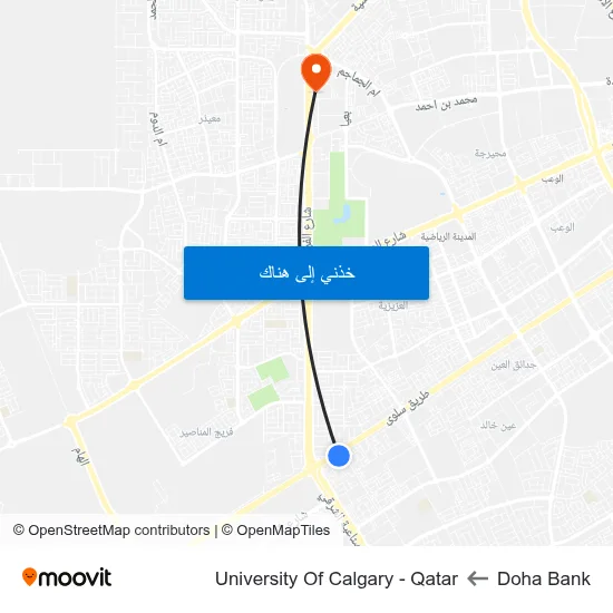 Doha Bank to University Of Calgary - Qatar map