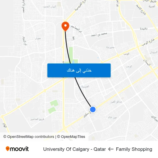 Family Shopping to University Of Calgary - Qatar map