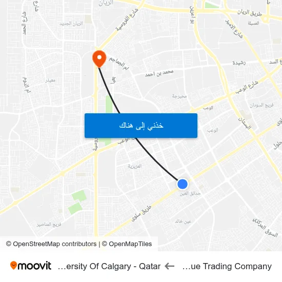 Unique Trading Company to University Of Calgary - Qatar map