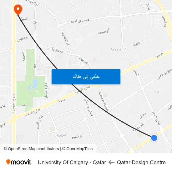 Qatar Design Centre to University Of Calgary - Qatar map