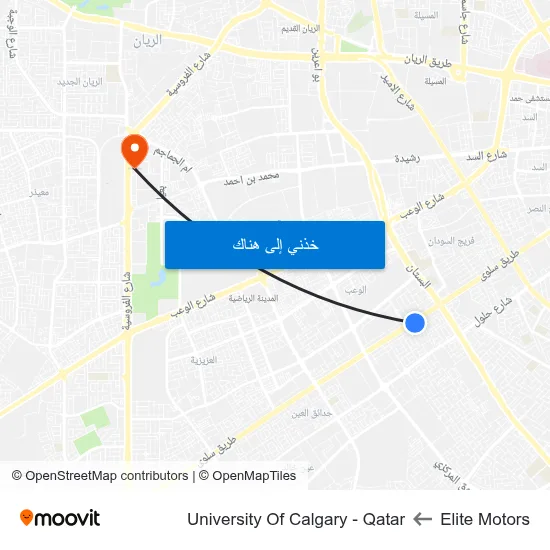 Elite Motors to University Of Calgary - Qatar map