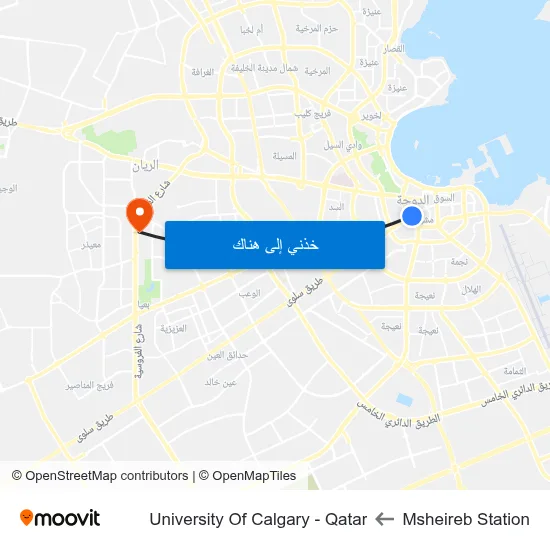 Msheireb Station to University Of Calgary - Qatar map