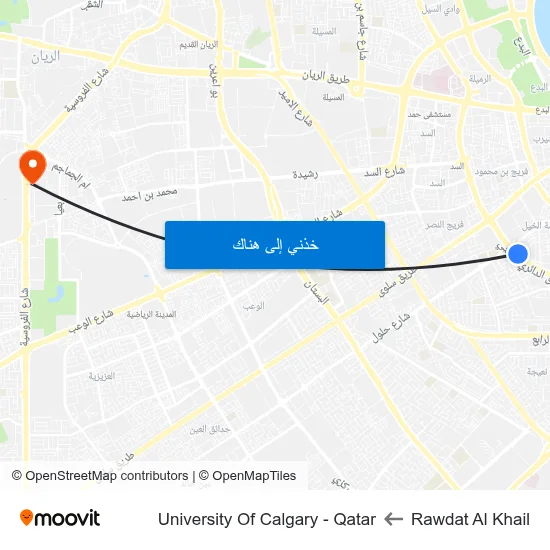 Rawdat Al Khail to University Of Calgary - Qatar map