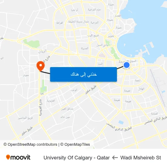 Wadi Msheireb St to University Of Calgary - Qatar map