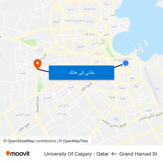 Grand Hamad St to University Of Calgary - Qatar map