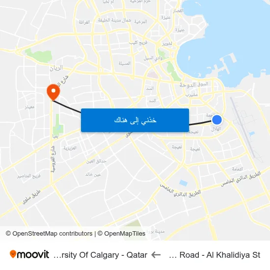 C Ring Road - Al Khalidiya St to University Of Calgary - Qatar map