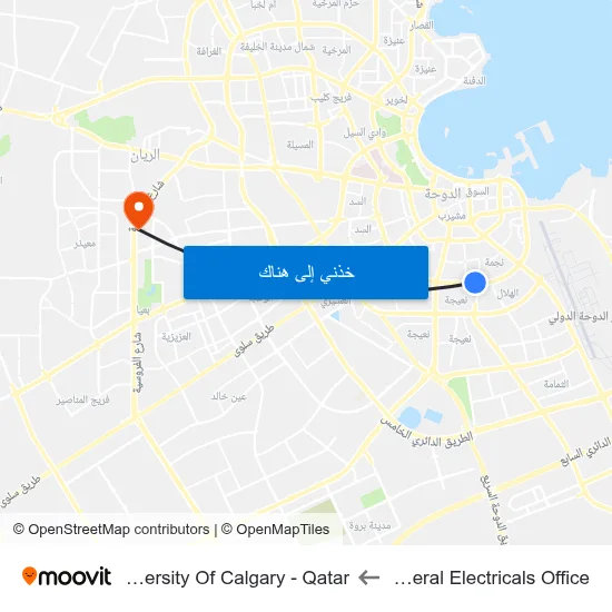 General Electricals Office to University Of Calgary - Qatar map
