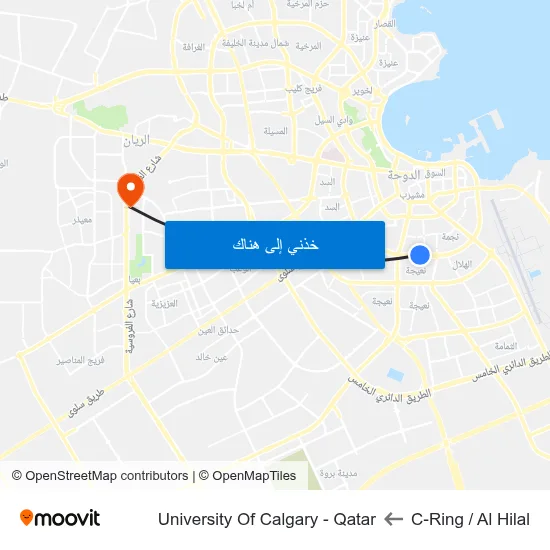 C-Ring / Al Hilal to University Of Calgary - Qatar map