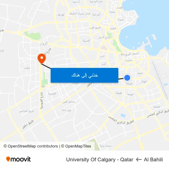 Al Bahili to University Of Calgary - Qatar map