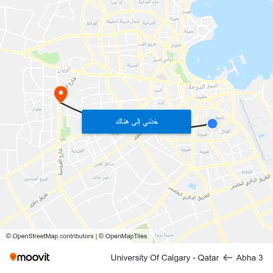 Abha 3 to University Of Calgary - Qatar map