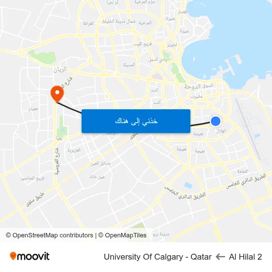 Al Hilal 2 to University Of Calgary - Qatar map