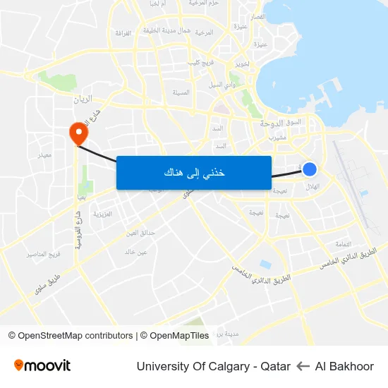 Al Bakhoor to University Of Calgary - Qatar map
