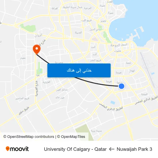 Nuwaijah Park 3 to University Of Calgary - Qatar map