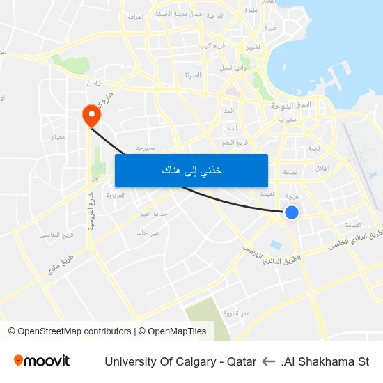 Al Shakhama St. to University Of Calgary - Qatar map