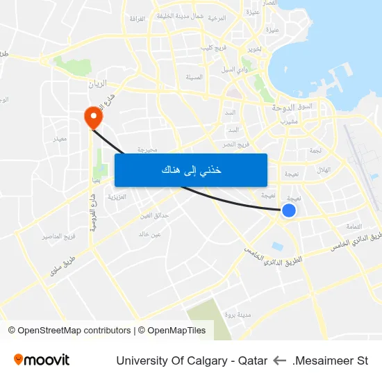 Mesaimeer St. to University Of Calgary - Qatar map