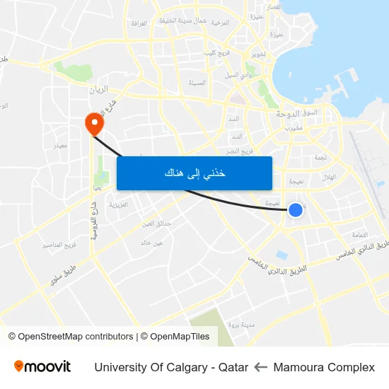 Mamoura Complex to University Of Calgary - Qatar map