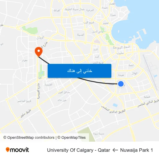 Nuwaija Park 1 to University Of Calgary - Qatar map