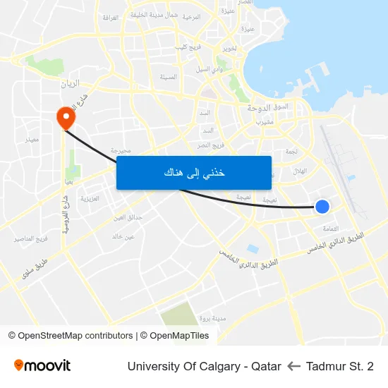 Tadmur St. 2 to University Of Calgary - Qatar map
