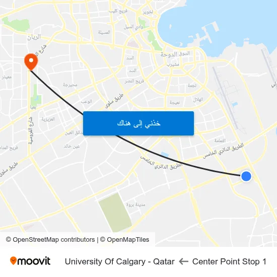 Center Point Stop 1 to University Of Calgary - Qatar map