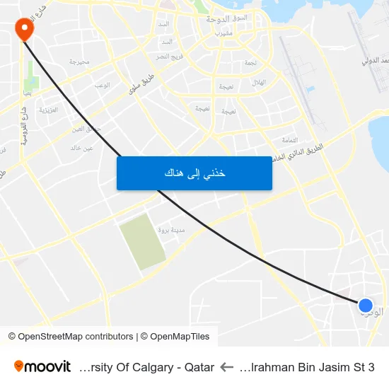 Abdulrahman Bin Jasim St 3 to University Of Calgary - Qatar map