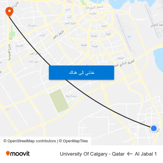 Al Jabal 1 to University Of Calgary - Qatar map