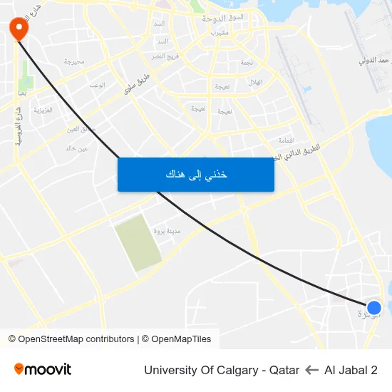 Al Jabal 2 to University Of Calgary - Qatar map