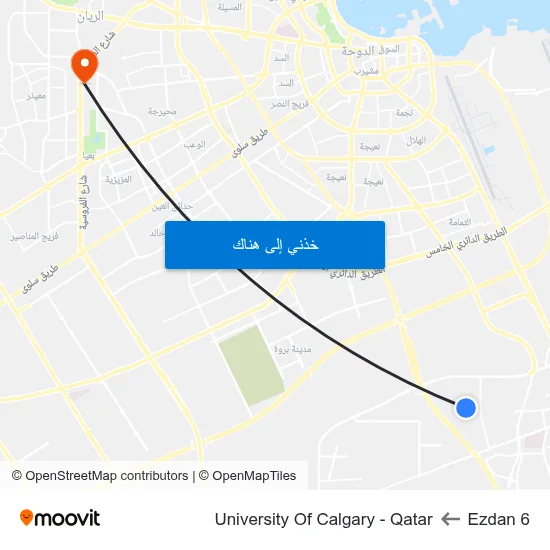 Ezdan 6 to University Of Calgary - Qatar map