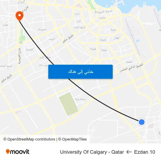 Ezdan 10 to University Of Calgary - Qatar map