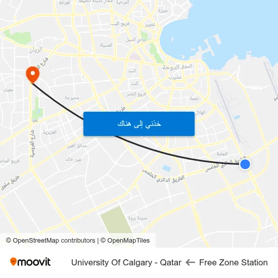 Free Zone Station to University Of Calgary - Qatar map