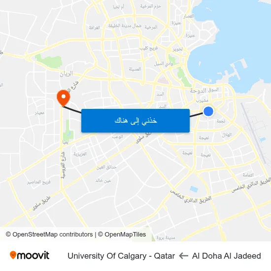 Al Doha Al Jadeed to University Of Calgary - Qatar map