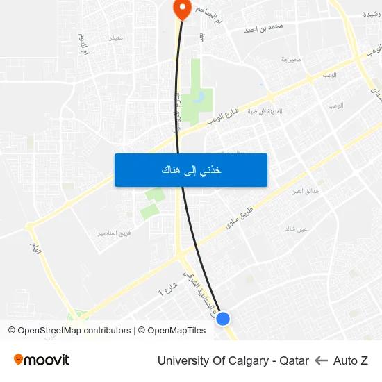 Auto Z to University Of Calgary - Qatar map