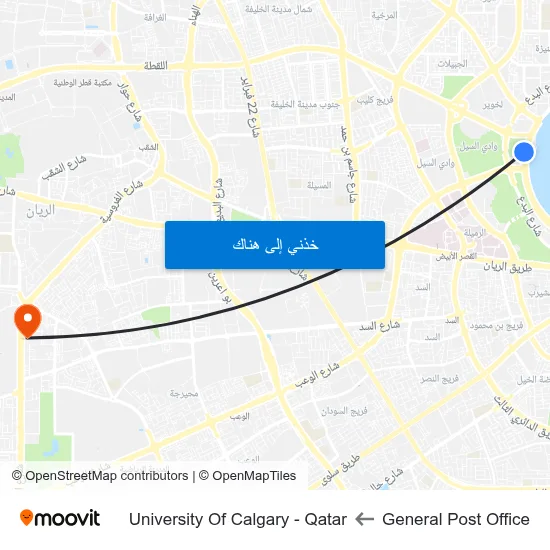 General Post Office to University Of Calgary - Qatar map