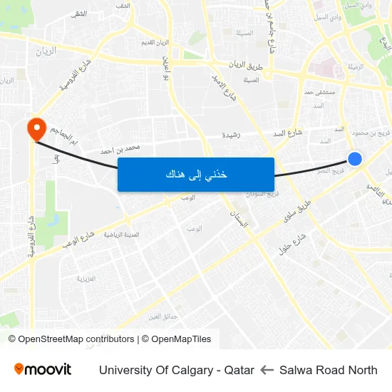 Salwa Road North to University Of Calgary - Qatar map