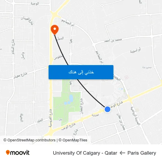 Paris Gallery to University Of Calgary - Qatar map