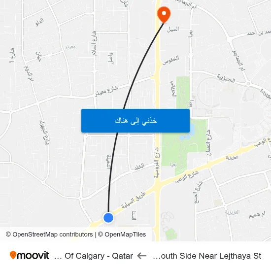 Al Waab St South Side Near Lejthaya St to University Of Calgary - Qatar map