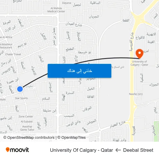 Deebal Street to University Of Calgary - Qatar map