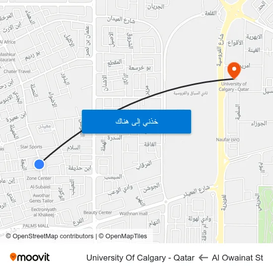 Al Owainat St to University Of Calgary - Qatar map