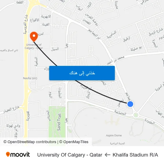 Khalifa Stadium R/A to University Of Calgary - Qatar map