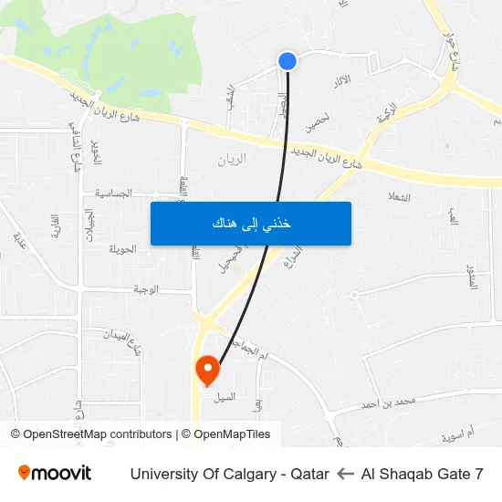 Al Shaqab Gate 7 to University Of Calgary - Qatar map