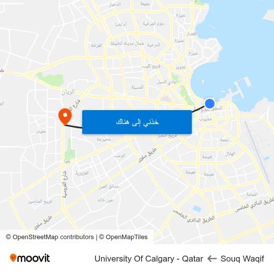 Souq Waqif to University Of Calgary - Qatar map