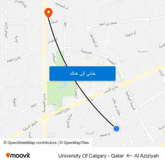 Al Aziziyah to University Of Calgary - Qatar map