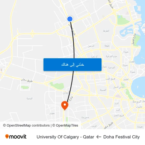 Doha Festival City to University Of Calgary - Qatar map