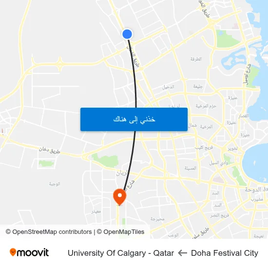 Doha Festival City to University Of Calgary - Qatar map