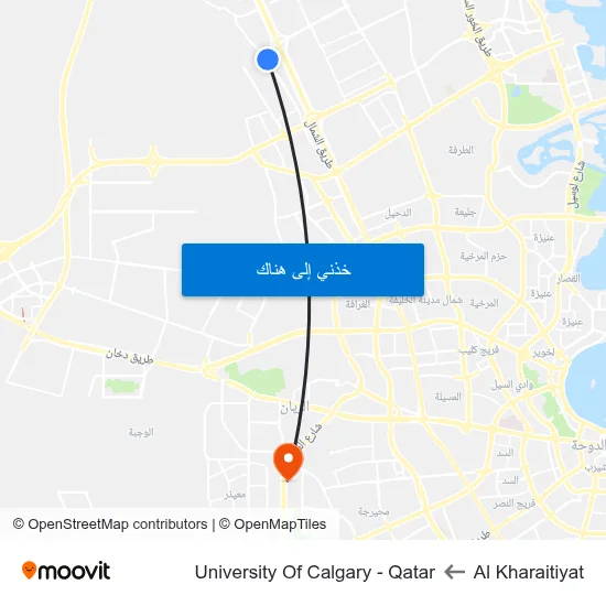 Al Kharaitiyat to University Of Calgary - Qatar map