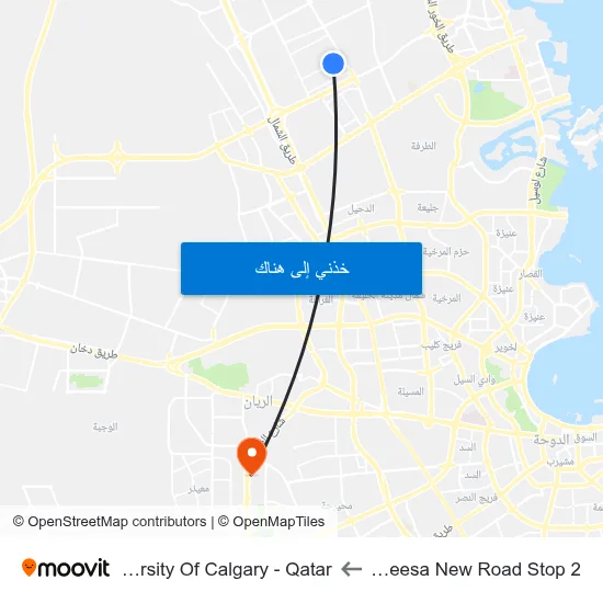 Al Kheesa New Road Stop 2 to University Of Calgary - Qatar map