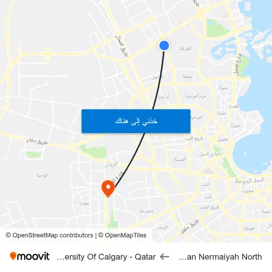 Jerman Nermaiyah North to University Of Calgary - Qatar map