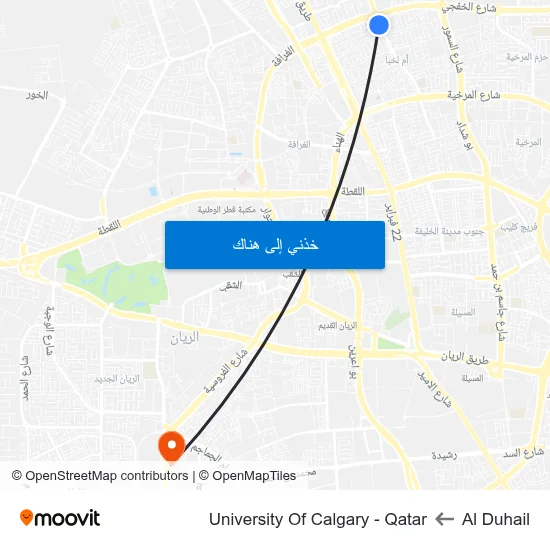Al Duhail to University Of Calgary - Qatar map
