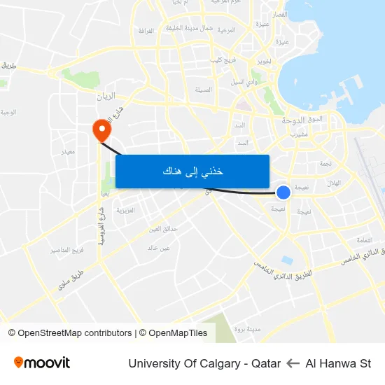 Al Hanwa St to University Of Calgary - Qatar map