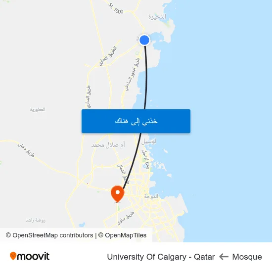 Mosque to University Of Calgary - Qatar map